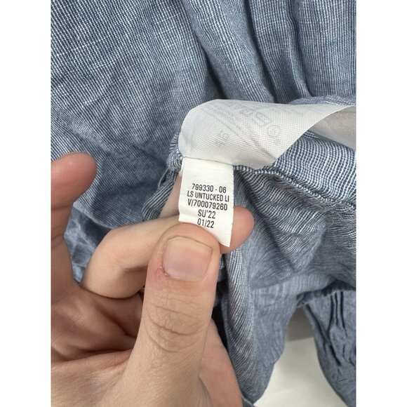 Banana Republic Untucked Fit 100% Linen Button Front Shirt Men XL Blue Beach - Picture 5 of 8